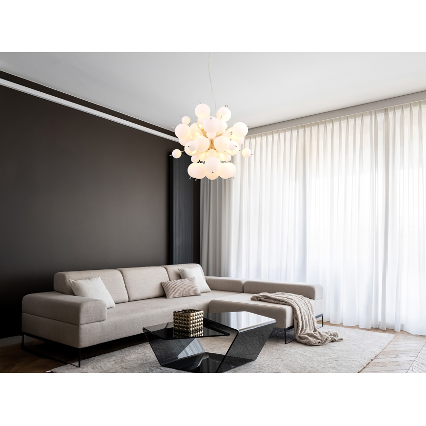 Globo - Chandelier on a string 6xE14/25W/230V d. 55 cm white