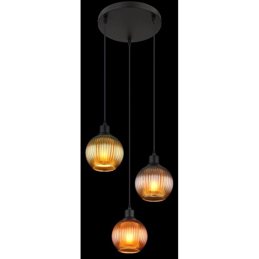 Globo - Chandelier on a string 3xE27/25W/230V d. 36 cm copper/green/blue