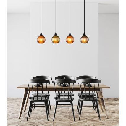 Globo - Chandelier on a string 4xE27/25W/230V copper/green/blue