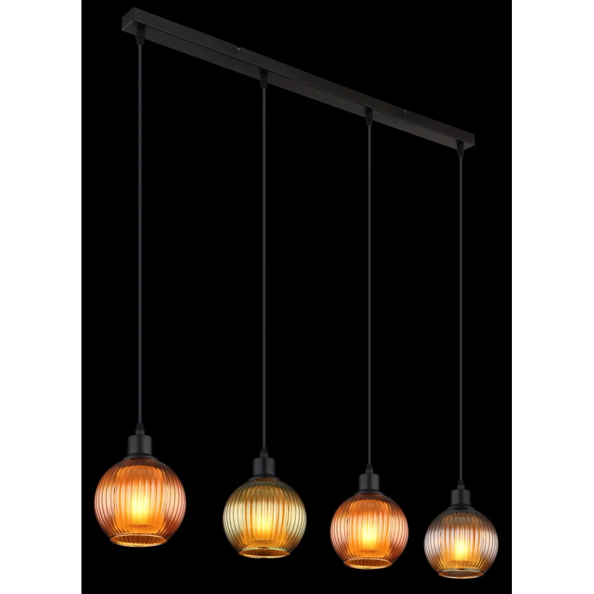 Globo - Chandelier on a string 4xE27/25W/230V copper/green/blue