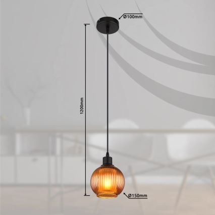 Globo - Chandelier on a string 1xE27/25W/230V d. 15 cm copper