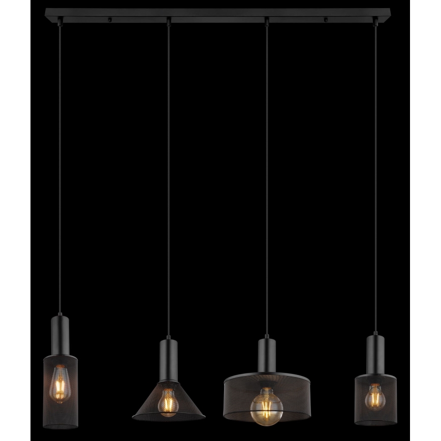 Globo - Chandelier on a string 4xE27/60W/230V black
