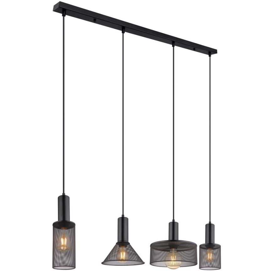 Globo - Chandelier on a string 4xE27/60W/230V black