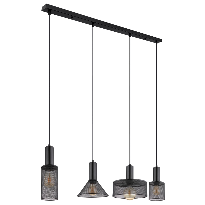 Globo - Chandelier on a string 4xE27/60W/230V black