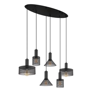 Globo 15648-6H - JEDD Cable-Suspended Chandelier 6xE27/60W/230V Black