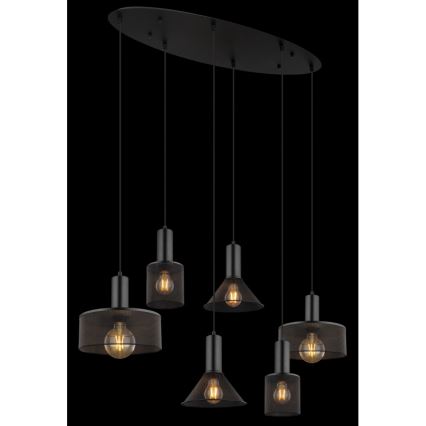 Globo 15648-6H - JEDD Cable-Suspended Chandelier 6xE27/60W/230V Black