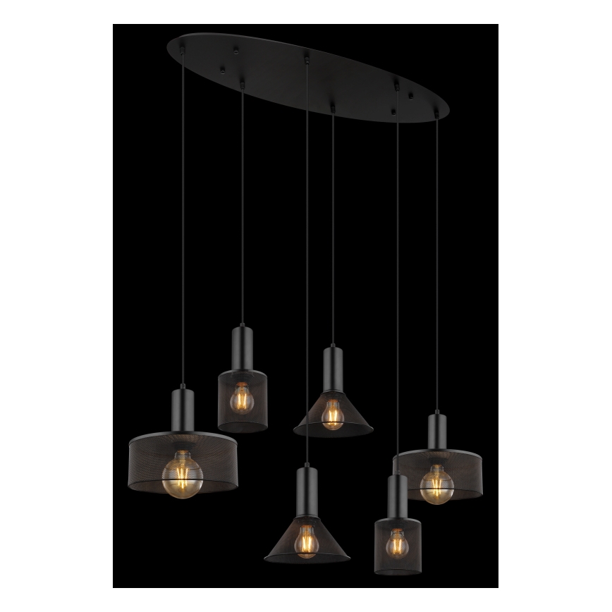 Globo 15648-6H - JEDD Cable-Suspended Chandelier 6xE27/60W/230V Black