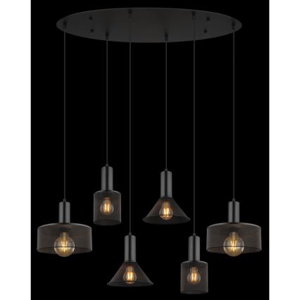 Globo 15648-6H - JEDD Cable-Suspended Chandelier 6xE27/60W/230V Black