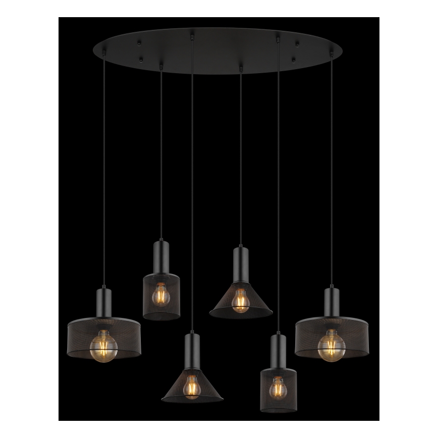 Globo 15648-6H - JEDD Cable-Suspended Chandelier 6xE27/60W/230V Black