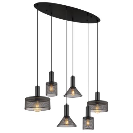 Globo 15648-6H - JEDD Cable-Suspended Chandelier 6xE27/60W/230V Black