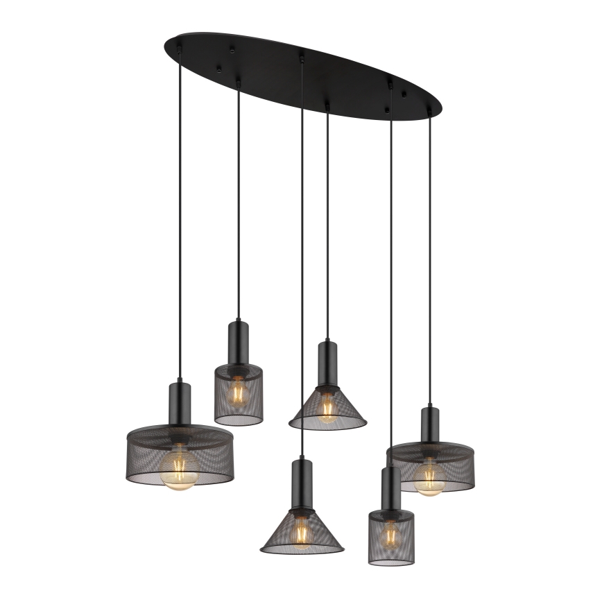 Globo 15648-6H - JEDD Cable-Suspended Chandelier 6xE27/60W/230V Black
