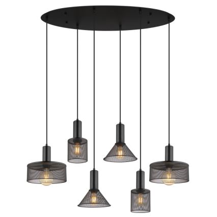 Globo 15648-6H - JEDD Cable-Suspended Chandelier 6xE27/60W/230V Black