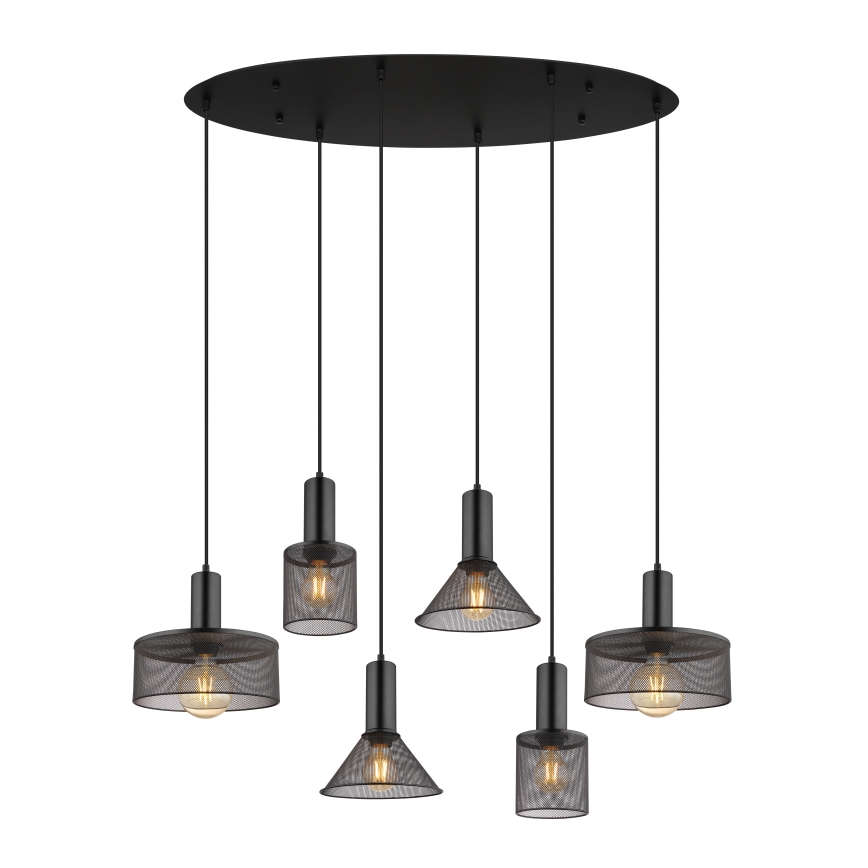 Globo 15648-6H - JEDD Cable-Suspended Chandelier 6xE27/60W/230V Black