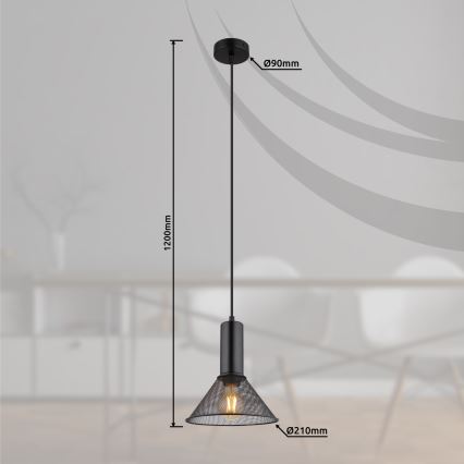Globo - Chandelier on a string 1xE27/60W/230V black
