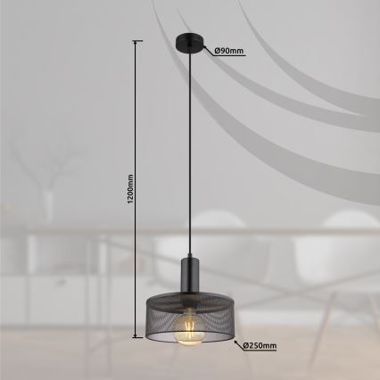 Globo - Chandelier on a string 1xE27/60W/230V black