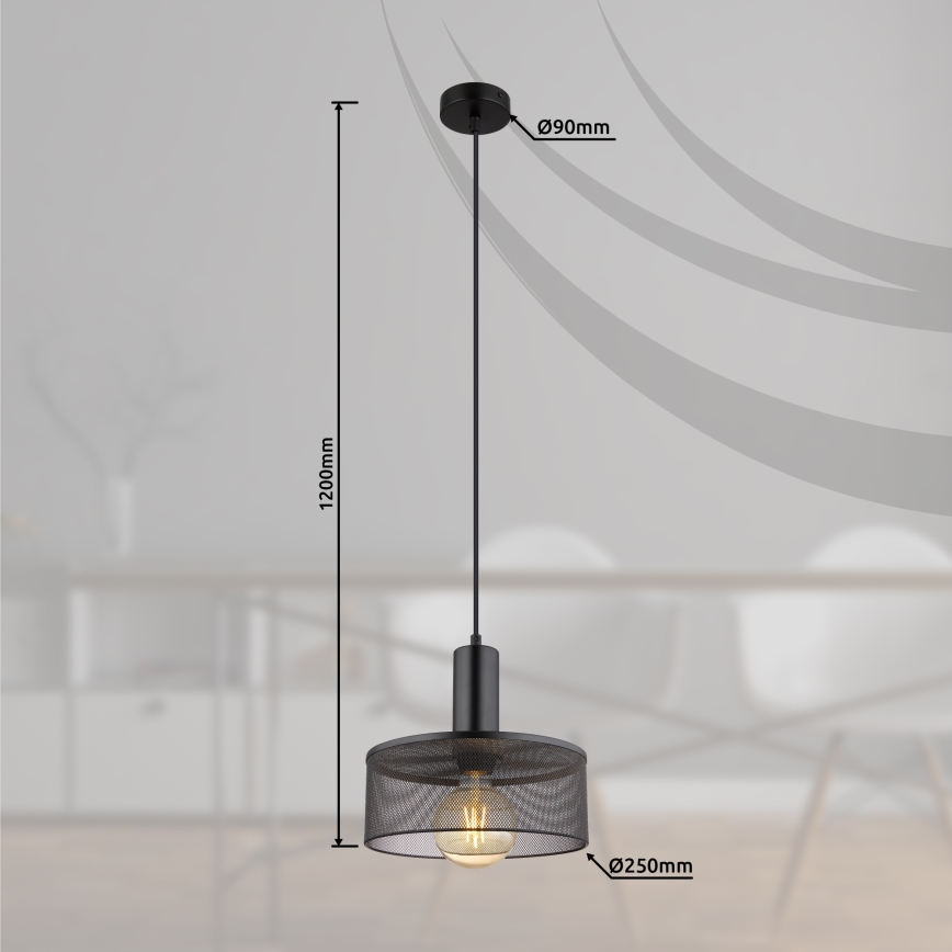 Globo - Chandelier on a string 1xE27/60W/230V black