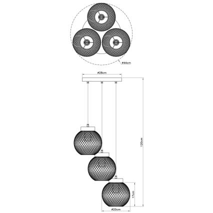 Globo - Chandelier on a string 3xE27/60W/230V