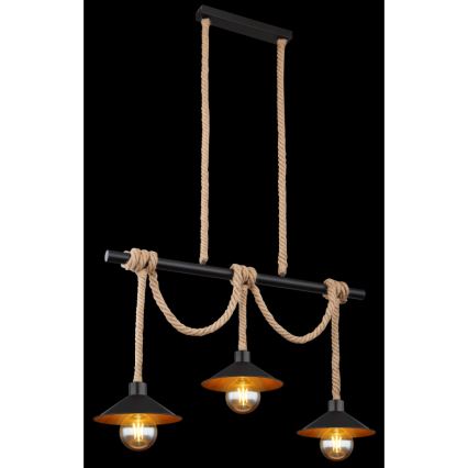 Globo 15690-3H - DIANA Cable Pendant, 3xE27/60W/230V, Black