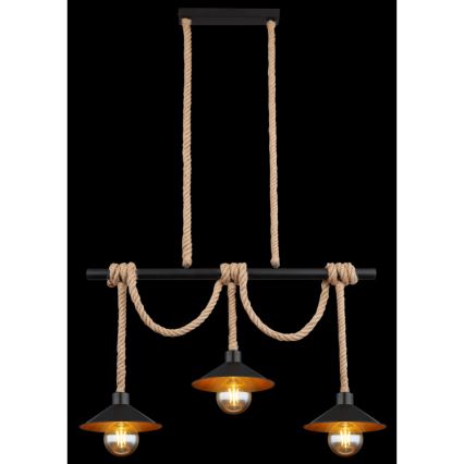 Globo 15690-3H - DIANA Cable Pendant, 3xE27/60W/230V, Black