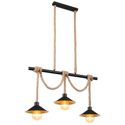Globo 15690-3H - DIANA Cable Pendant, 3xE27/60W/230V, Black