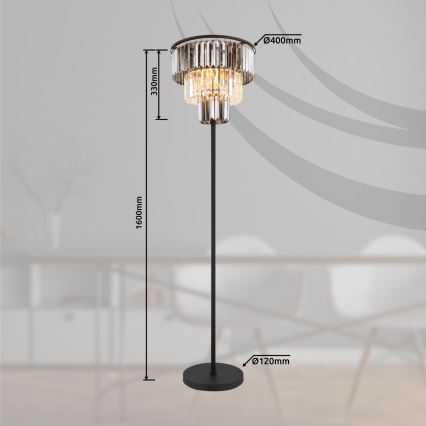Globo - Floor lamp 3xE27/40W/230V d. 40 cm black