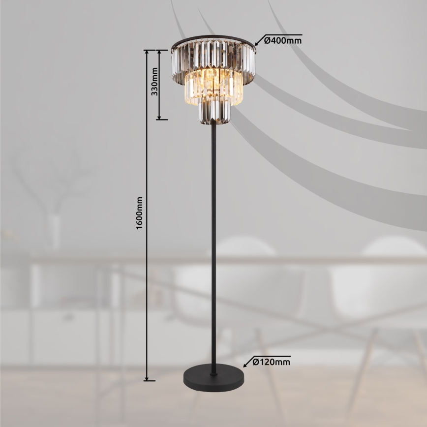 Globo - Floor lamp 3xE27/40W/230V d. 40 cm black
