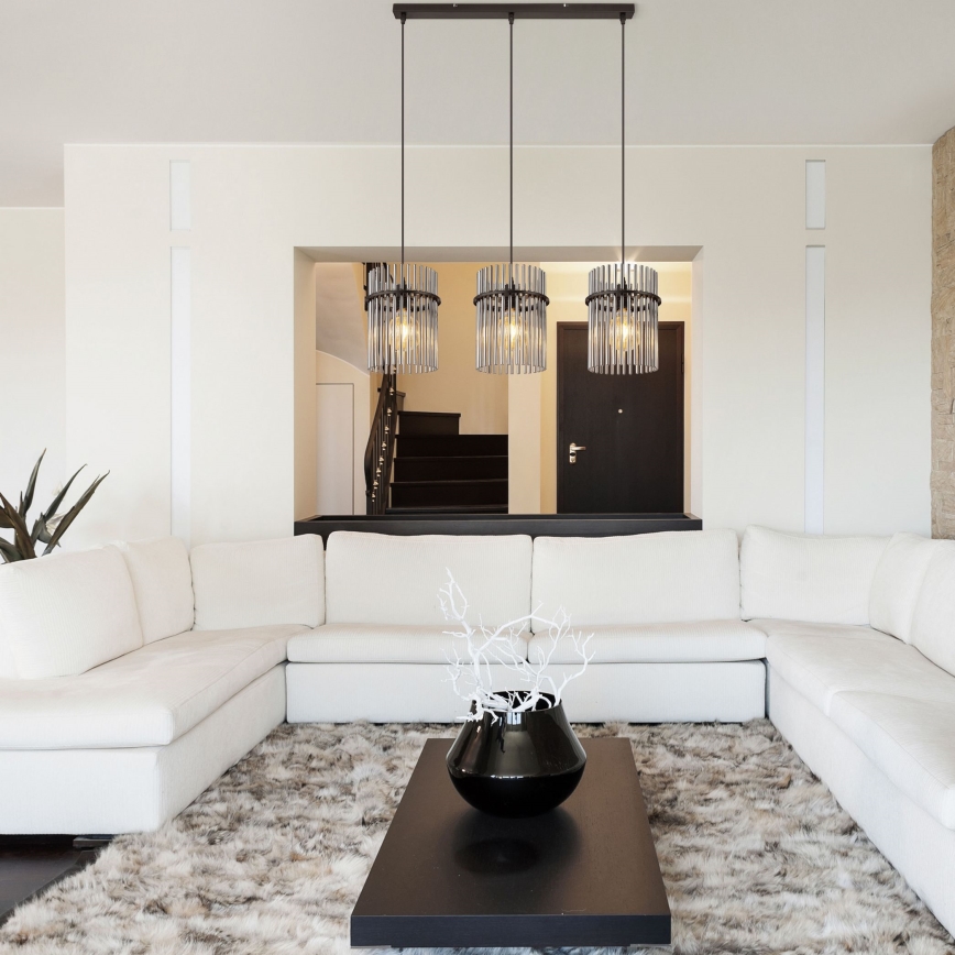 Globo - Chandelier on a string 3xE27/60W/230V black