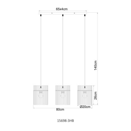 Globo - Cable-suspended pendant light 3xE27/60W/230V