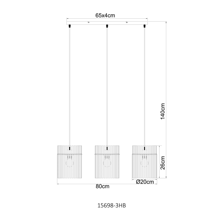 Globo - Cable-suspended pendant light 3xE27/60W/230V