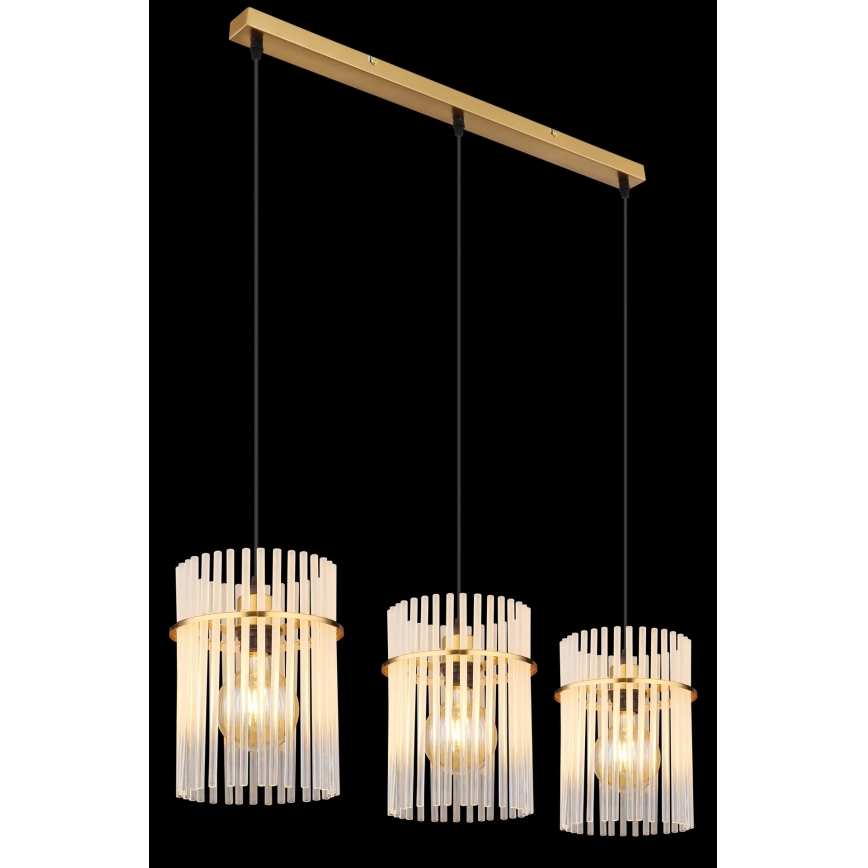 Globo - Chandelier on a string 3xE27/60W/230V gold