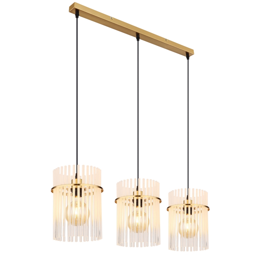 Globo - Chandelier on a string 3xE27/60W/230V gold