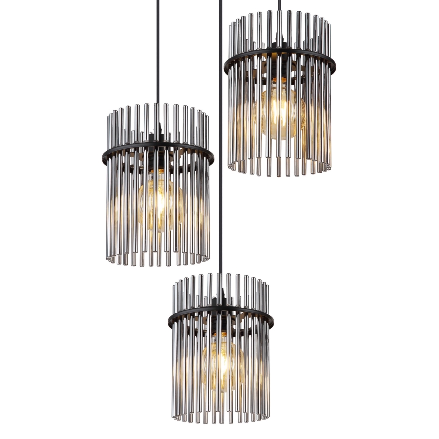 Globo - Chandelier on a string 3xE27/60W/230V d. 47 cm black