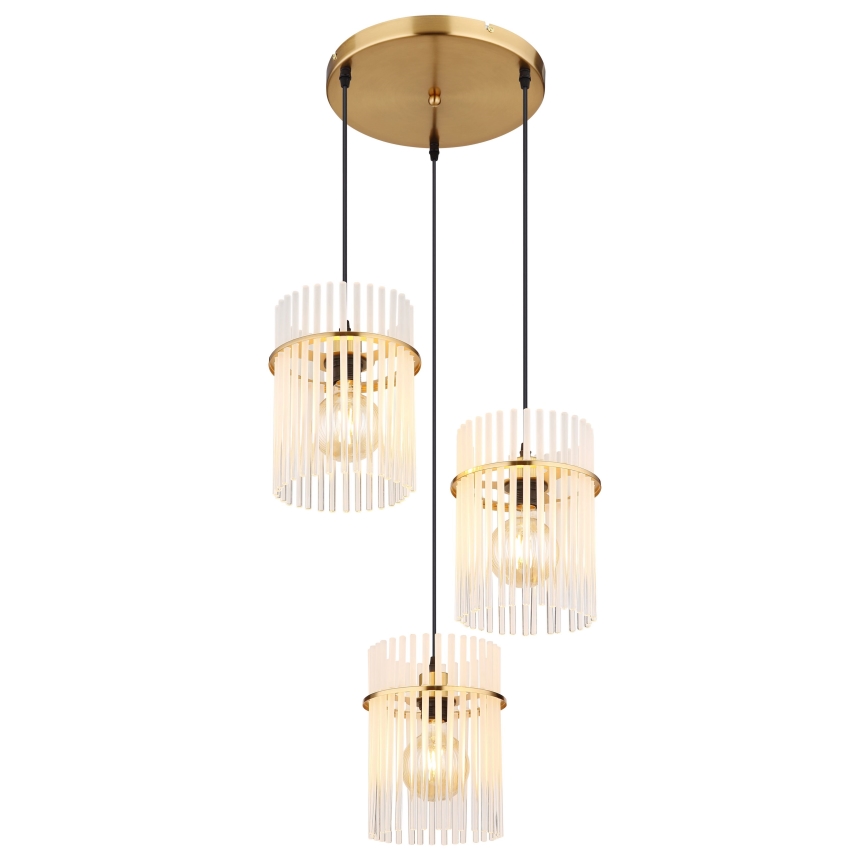 Globo - Chandelier on a string 3xE27/60W/230V d. 47 cm gold