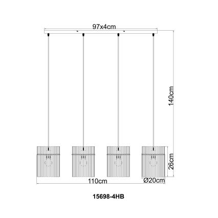 Globo - Pendant light on cable 4xE27/60W/230V