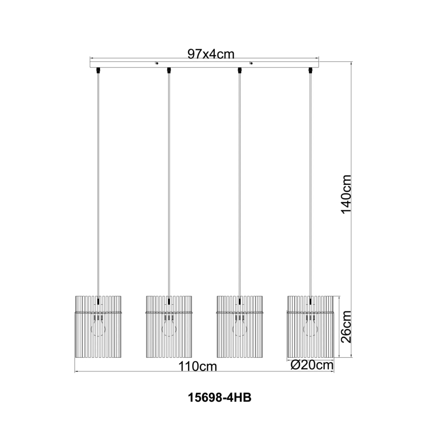 Globo - Pendant light on cable 4xE27/60W/230V
