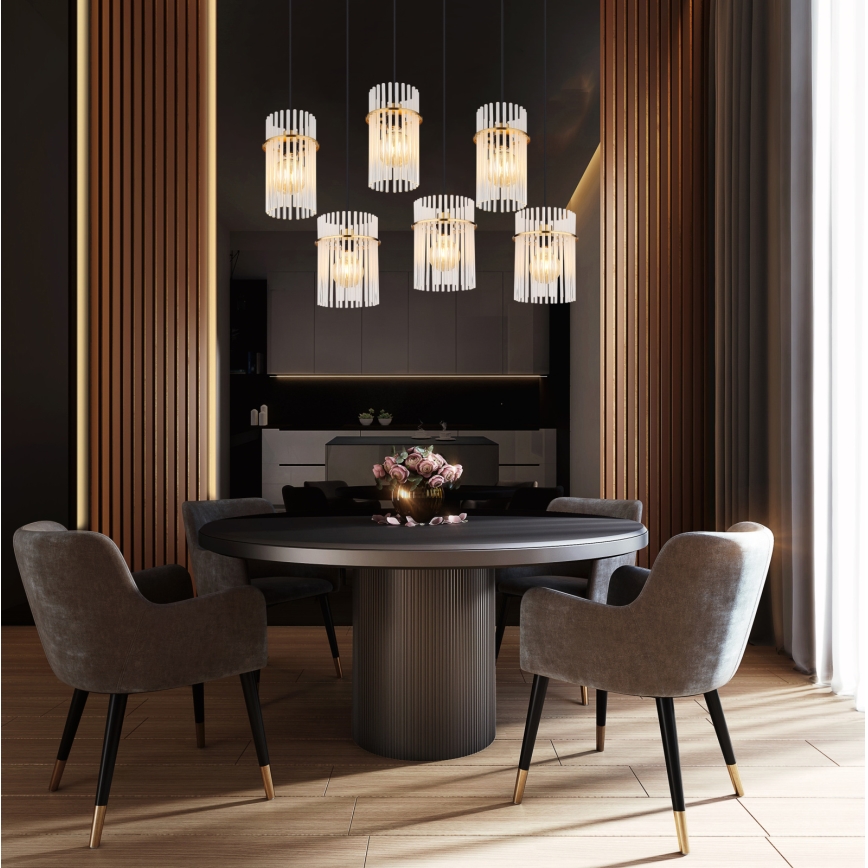 Globo - Cable-suspended chandelier 6xE27/60W/230V, gold