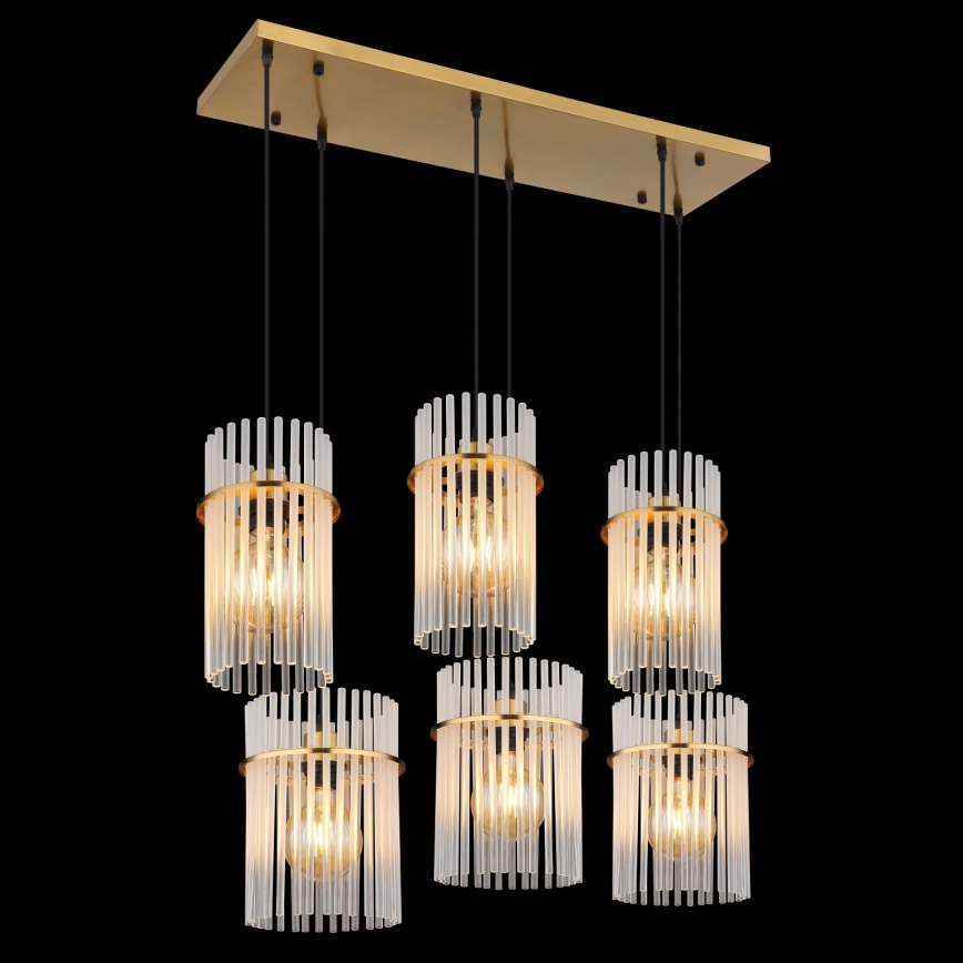 Globo - Cable-suspended chandelier 6xE27/60W/230V, gold