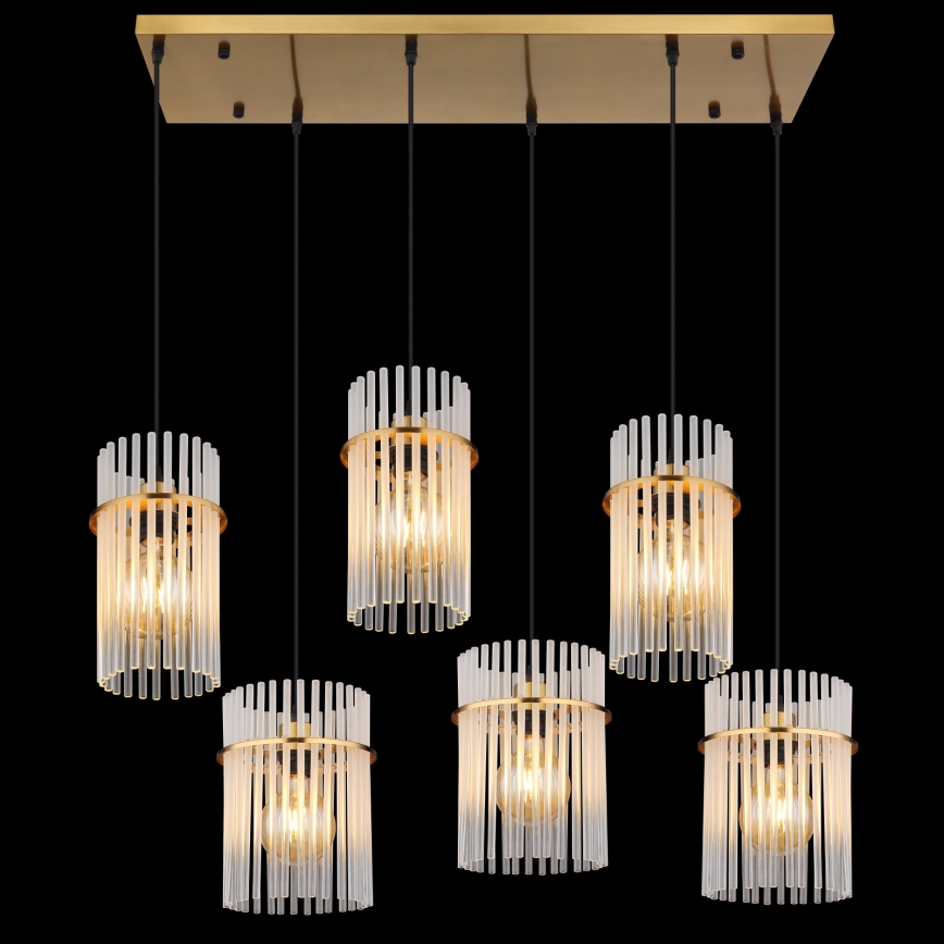Globo - Cable-suspended chandelier 6xE27/60W/230V, gold