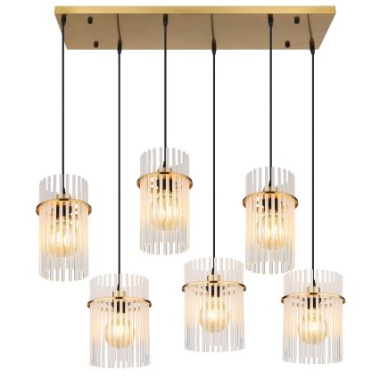 Globo - Cable-suspended chandelier 6xE27/60W/230V, gold