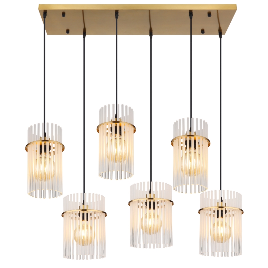 Globo - Cable-suspended chandelier 6xE27/60W/230V, gold