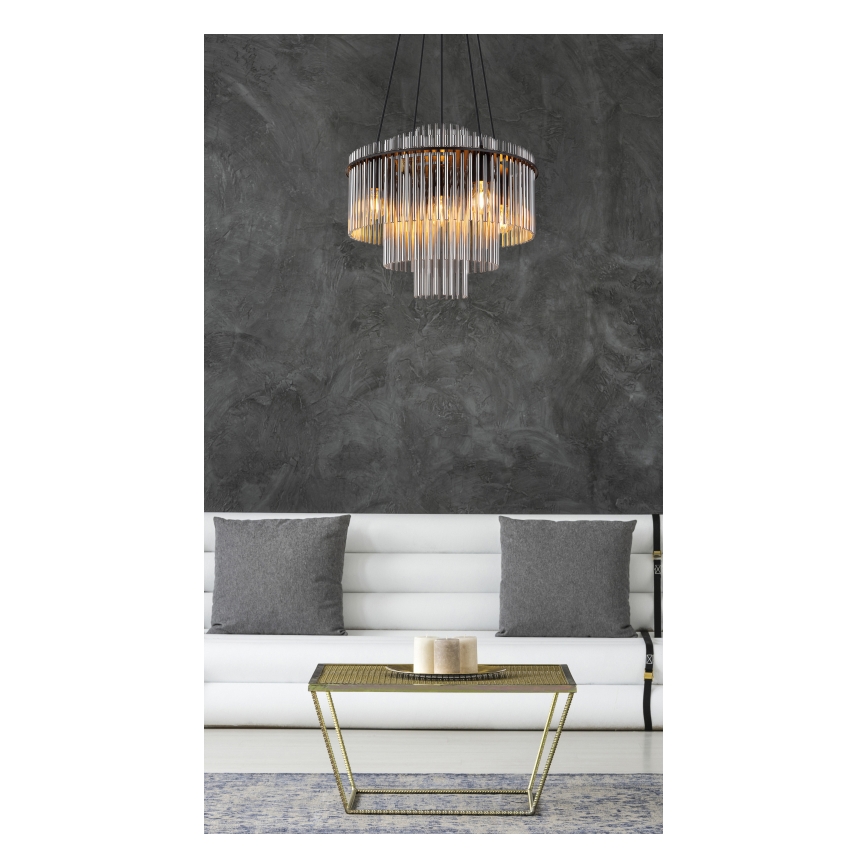 Globo - Cable-suspended pendant light 5x E27/60W/230V, black