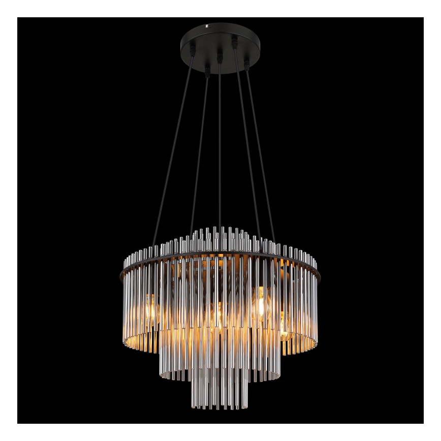Globo - Cable-suspended pendant light 5x E27/60W/230V, black