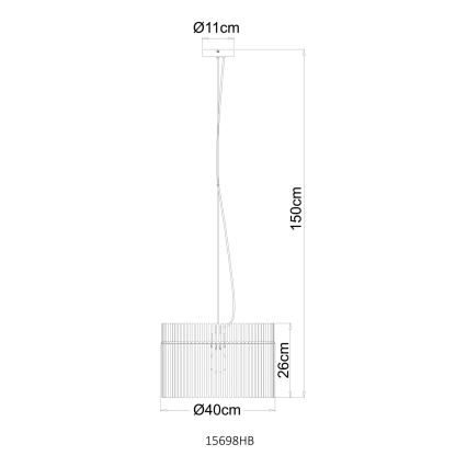 Globo - Cable-hung Pendant Light 1x E27/60W/230V, Ø 40 cm, Cream