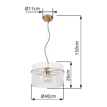 Globo - Chandelier on a string 1xE27/60W/230V d. 40 cm gold