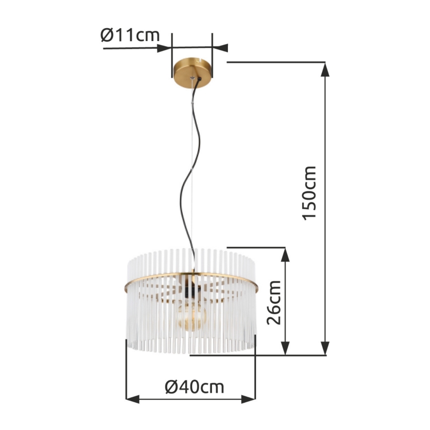 Globo - Chandelier on a string 1xE27/60W/230V d. 40 cm gold