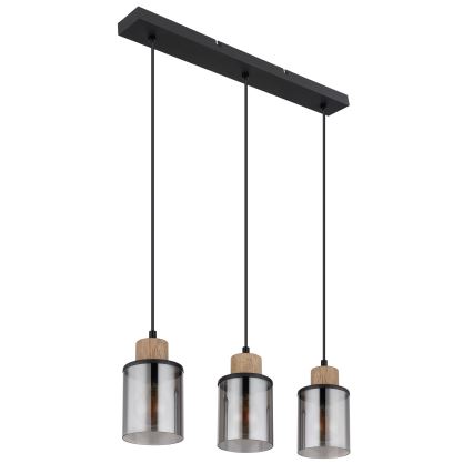 Globo - Chandelier on a string 3xE27/15W/230V oak