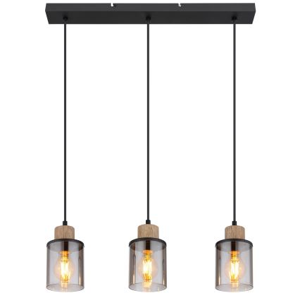 Globo - Chandelier on a string 3xE27/15W/230V oak