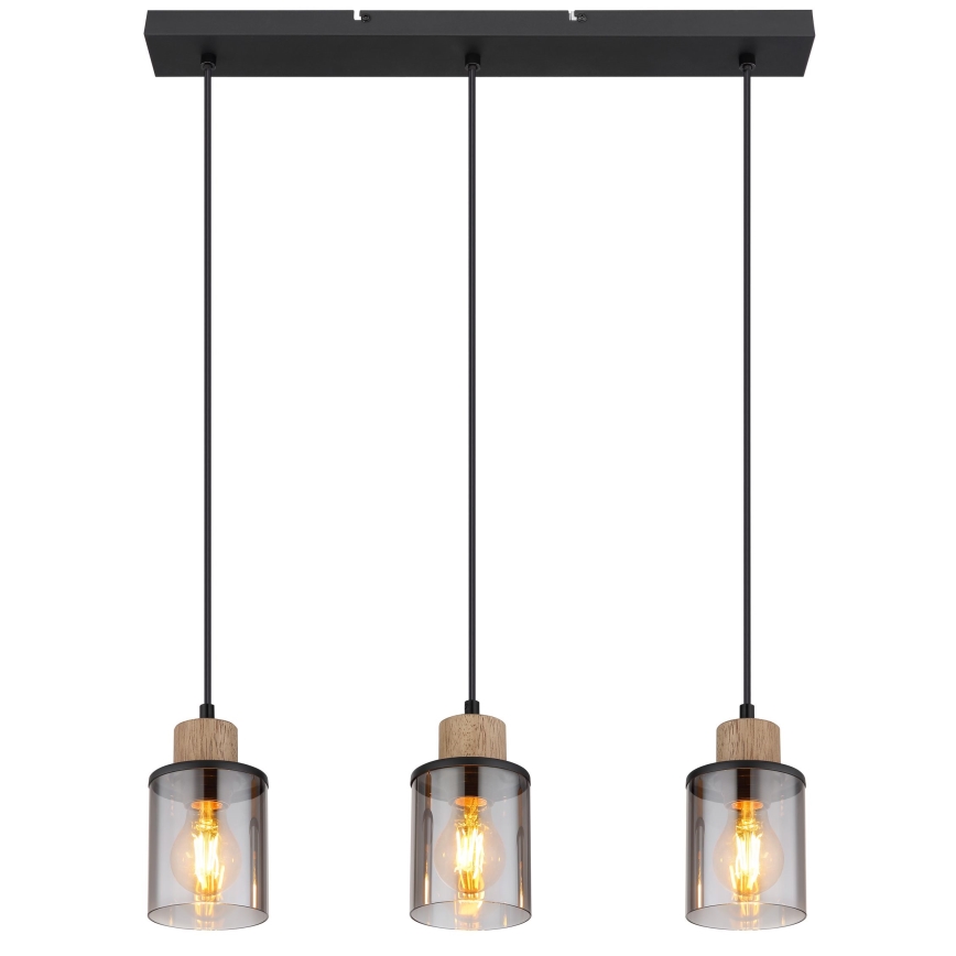 Globo - Chandelier on a string 3xE27/15W/230V oak