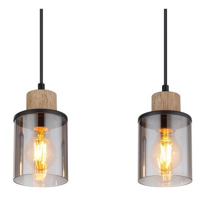 Globo - Chandelier on a string 3xE27/15W/230V oak