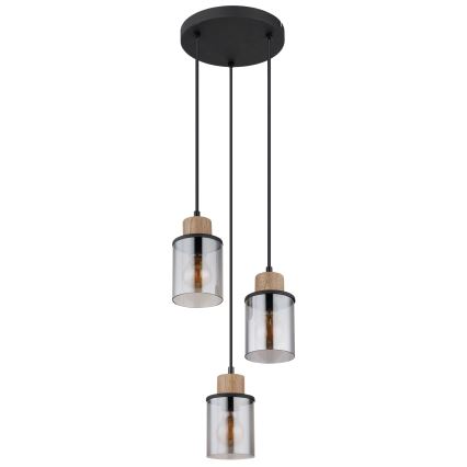 Globo - Chandelier on a string 3xE27/15W/230V d. 27 cm oak
